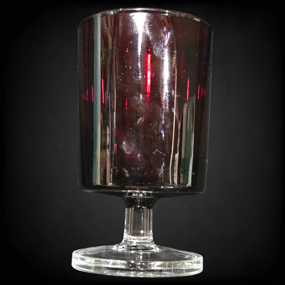 70s Vintage Dark Red Arcoroc Luminarc France Stem Cocktail Cordial Glass 8 Oz